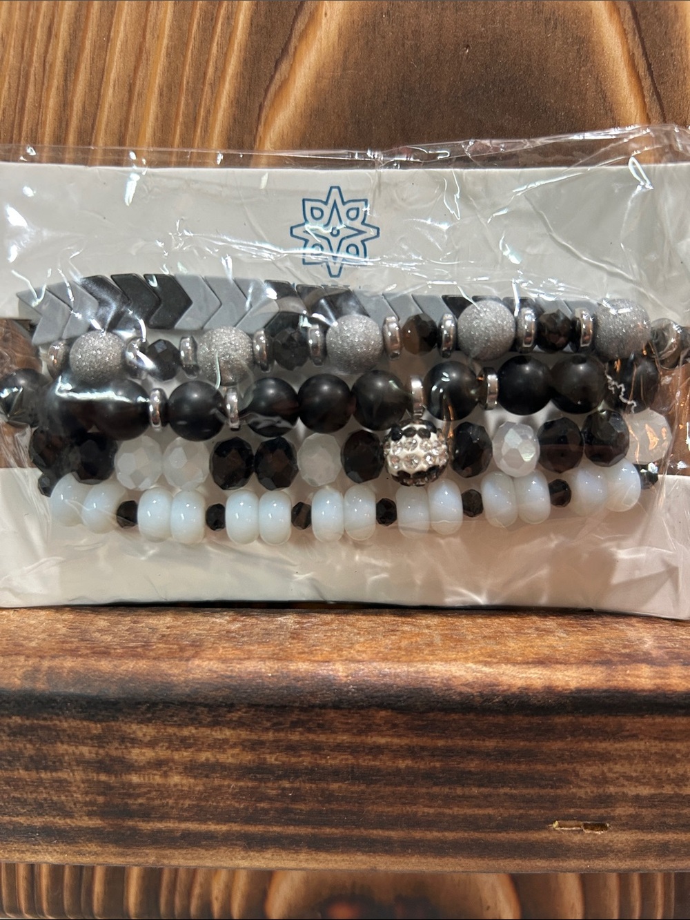 Women’s Black and White Beaded Bracelet Stack